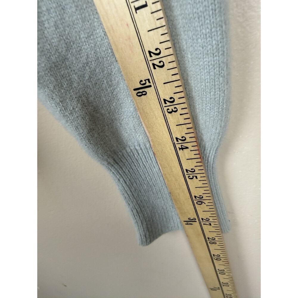 Camela Women’s V-Neck Sweater, Gray-Green, Embroidered Logo, Size 42/L Lambswool - Picture 9 of 10